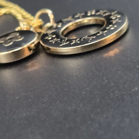 Louis Vuitton Double-Charm Necklace – Black Enamel & Gold • 20" Rope Chain (Gold - Picture 4 of 6
